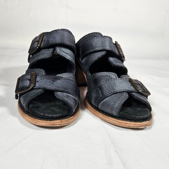 Freebird by Steven Caprice Blue Sandals Heels Women's Size 5 Leather Boho - Picture 4 of 9